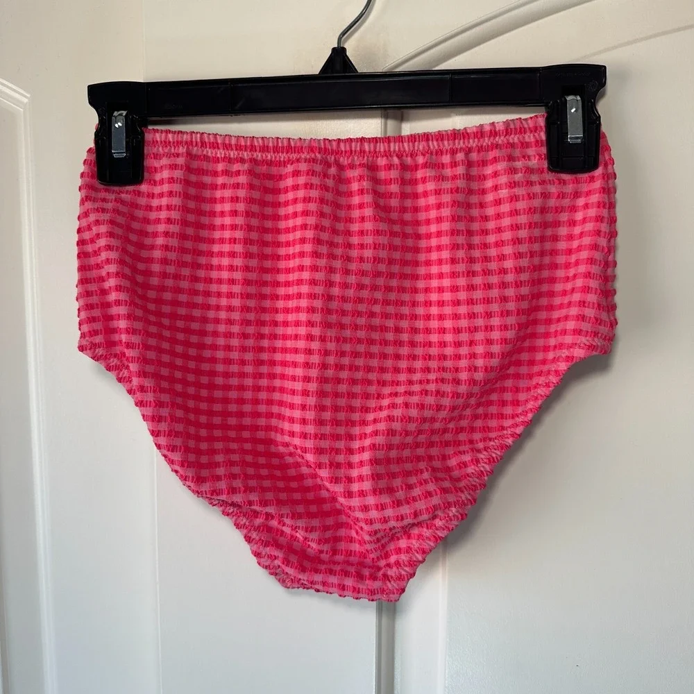 Vintage Envya Swimwear Two Tone Pink Plaid Bikini Bottom Textured Small Y2K - Picture 3 of 5